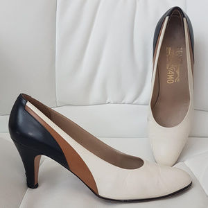 Vintage Salvatore Ferragamo Tri-color Pumps